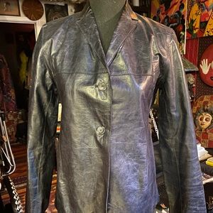 BANANA REPUBLIC Navy Blue Leather Jacket, size 2